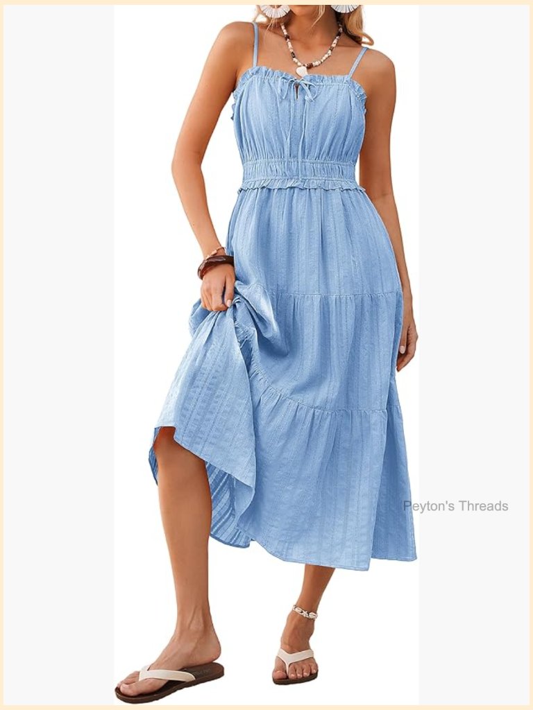 Spaghetti Strap Sleeveless Midi Sundress With Pockets